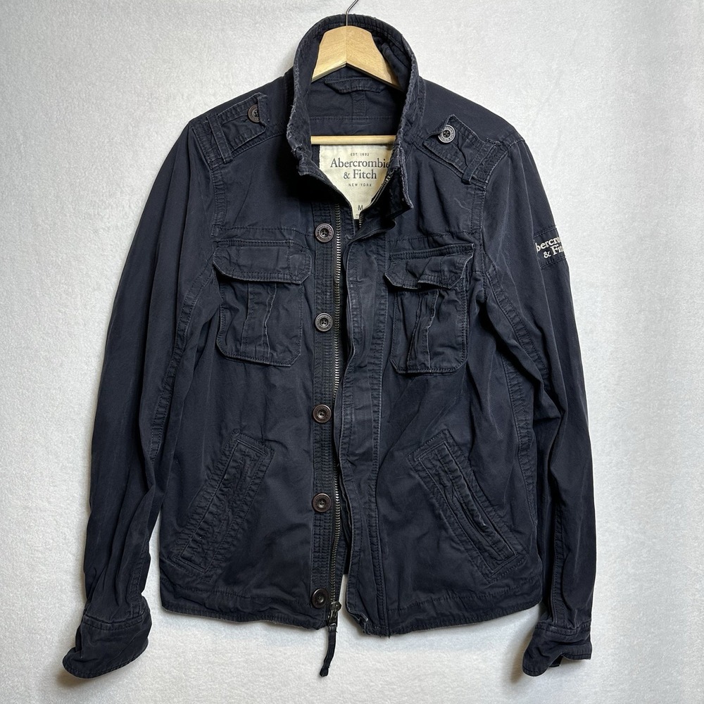 Abercrombie & Fitch Y2K Sentinel Jacket M Navy Blue Military Field Utility - Picture 4 of 14